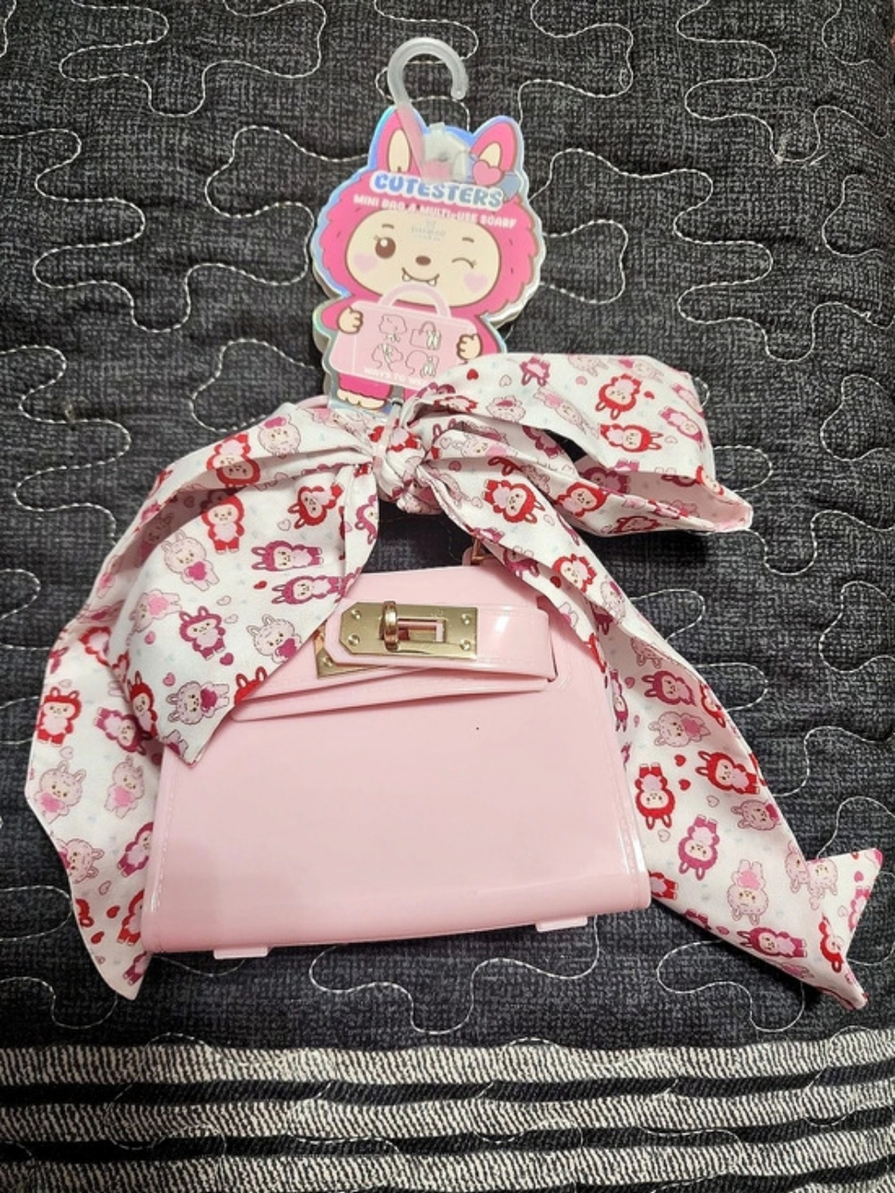 Danbar Global Cutesters Mini Bag with Scarf Pink & White